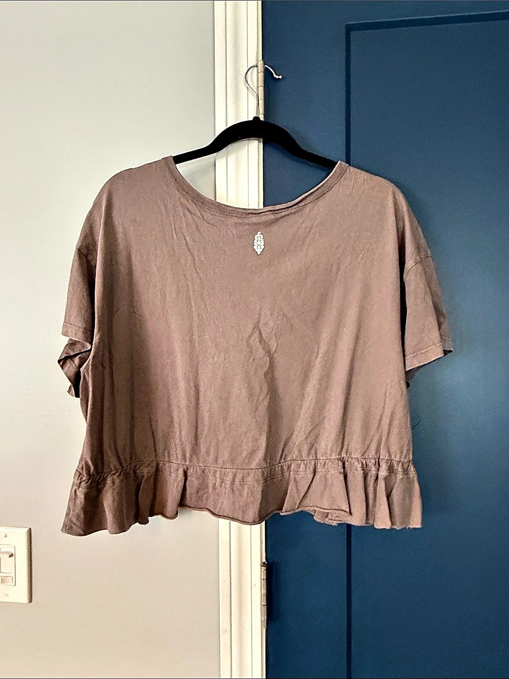 Free People Ruffle Hem Short Sleeve Top Size large - Picture 2 of 5
